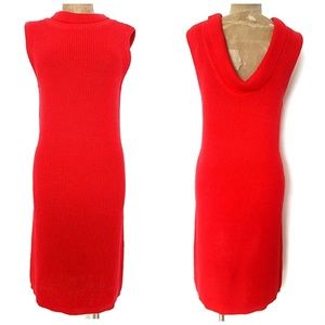Vintage 80s Bandage Christmas Red Sweater Dress Size Medium
